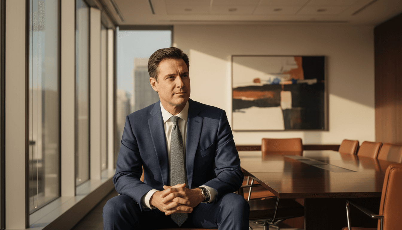 Mohamad Haidi Gan discusses risk strategy with professionals in a modern office